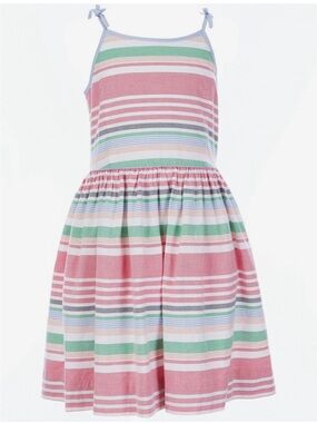 Polo by Ralph Lauren Pink, Green & Blue Striped Tie-Shoulder Sundress